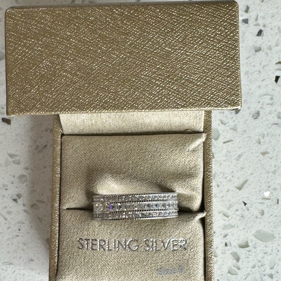 STERLING SILVER TRIPLE ROW ETERNITY BAND SIZE 9 - Picture 12 of 17